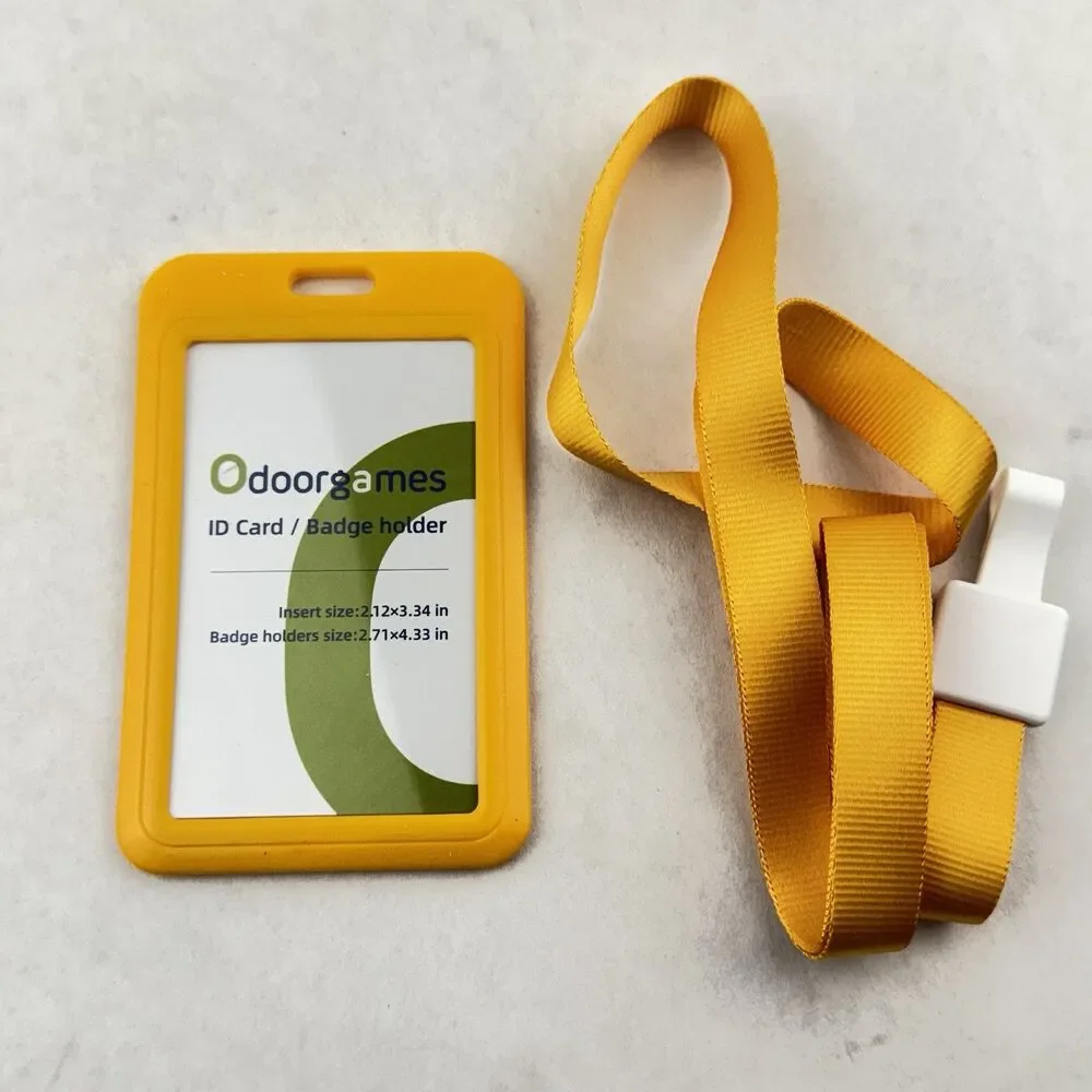 Sliding ID Badge Holder Heavy Duty Hard Plastic Card Sleeve Yellow
